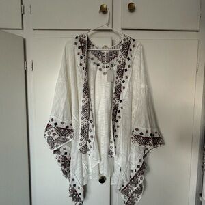 Bohemian White and Brown Poncho